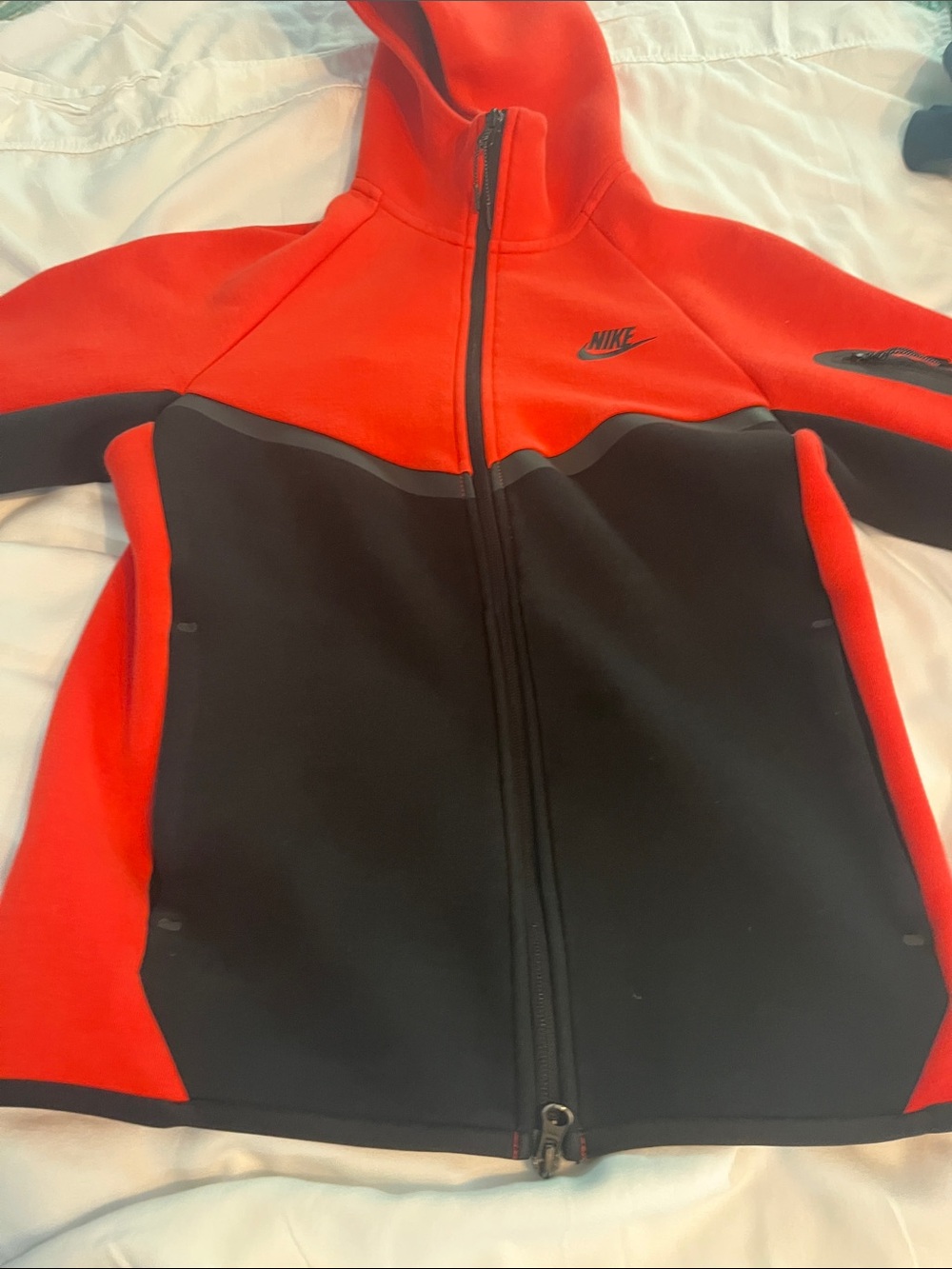 Nike Red and Black Colorblock Full-Zip Hoodie
